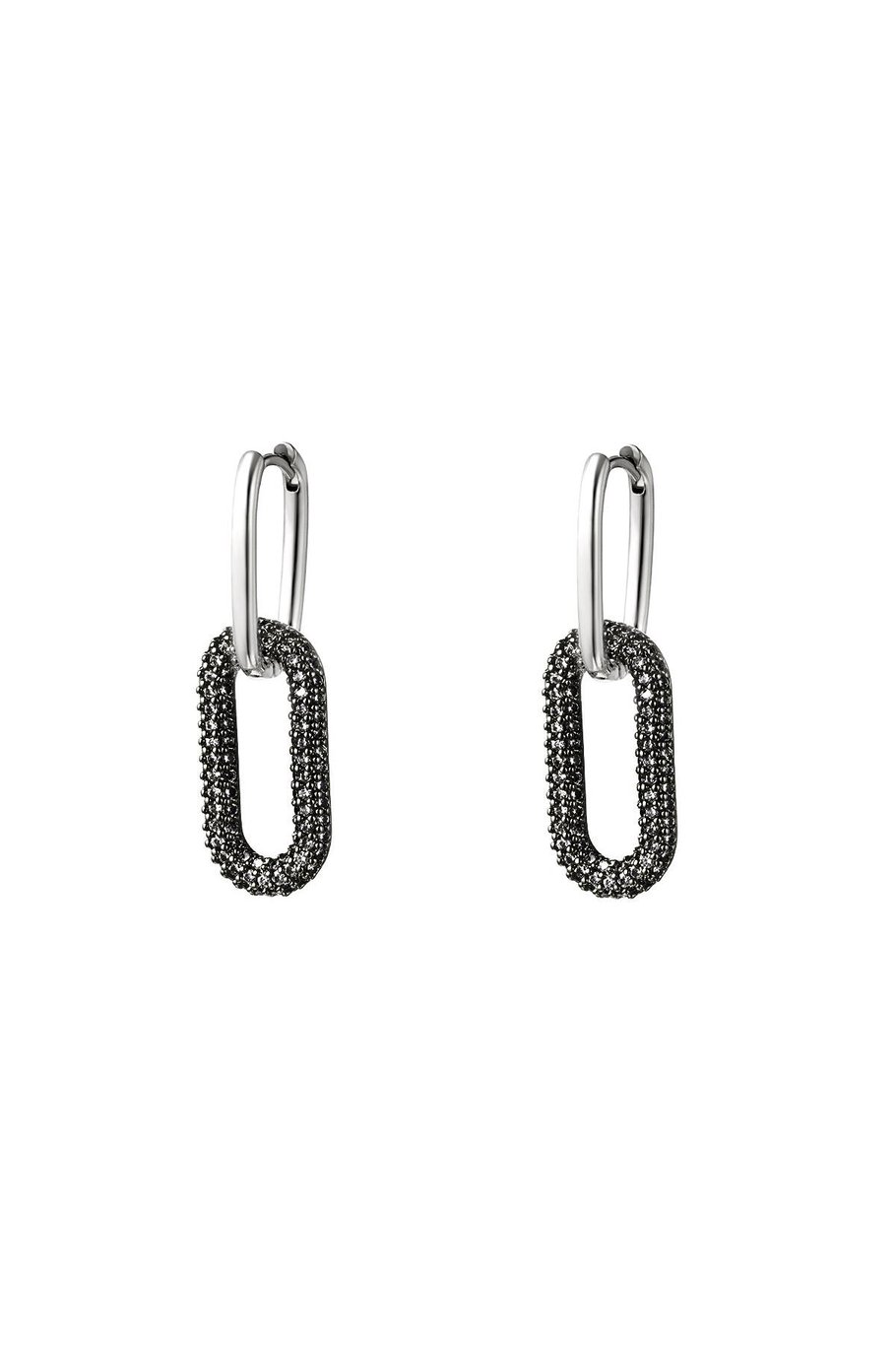 copper linked earrings with zircon stones - large  